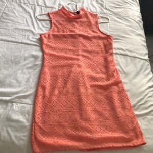 Coral mock mini dress